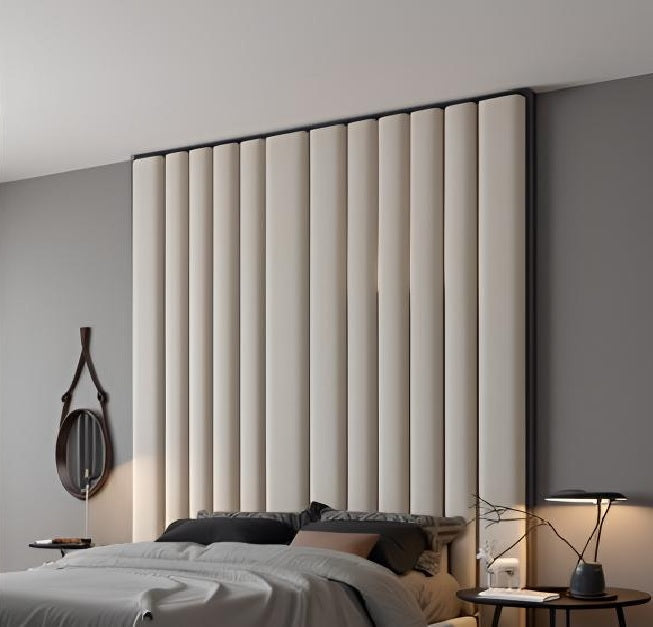 Luxury Bed Headboard in Soft Plush Fabric