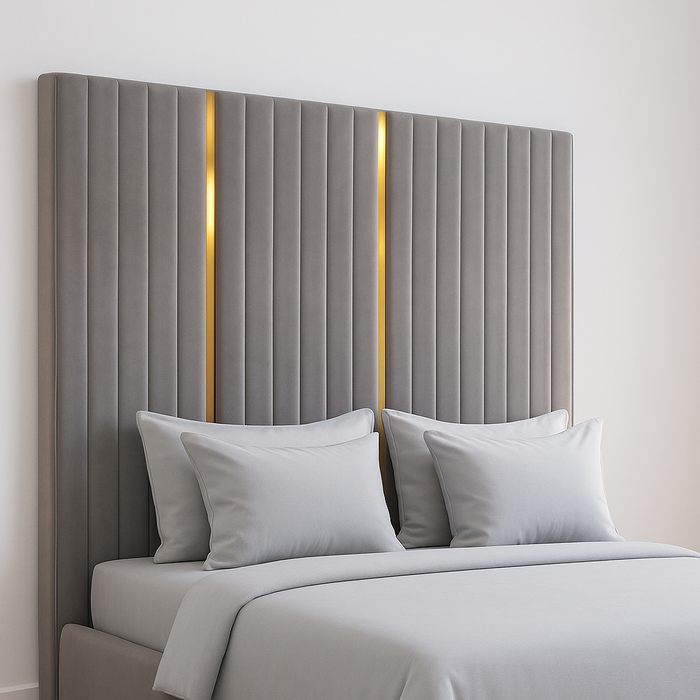 Genoa High Headboard  for Bed Available in Crushed Velvet Fabric and Soft Plush Fabric