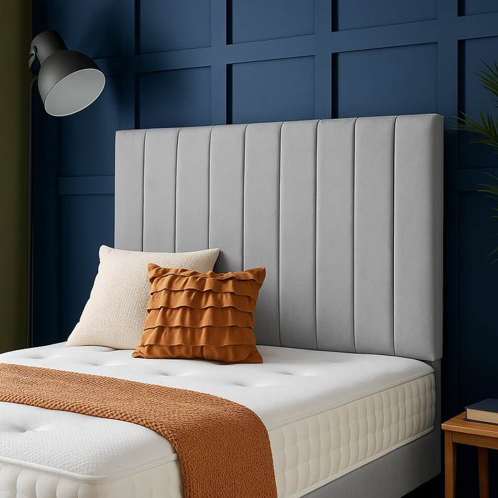 Bed Headboard in Crushed Velvet Fabric and in Soft Plush Fabric 26" Tall
