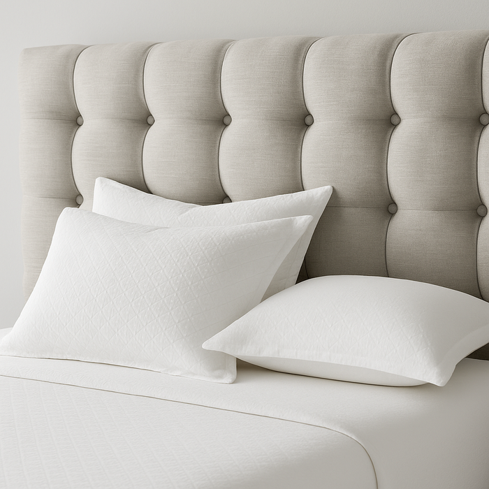 Butt Cube Buttoned Bed Headboard in Linen and  Chenille Fabric