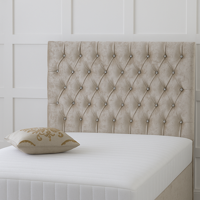 New Colchester Bed Headboard 30" Tall in Crushed Velvet Fabric & in Soft Plush Fabric