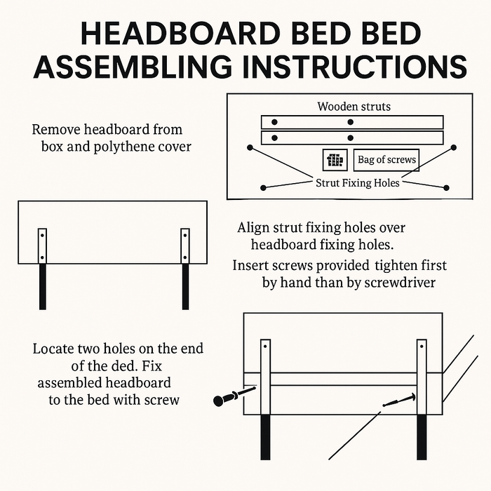 2x Hardwood Headboard Wooden Legs/ Struts - Slotted & Pre-Drilled with 4x Screws