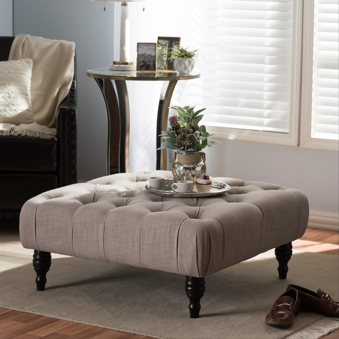 Chesterfield Footstool Coffee Table in Crushed Velvet and Plush Fabric