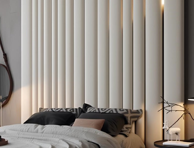 Luxury Panels Tall Bed Headboard in Soft Plush Fabric