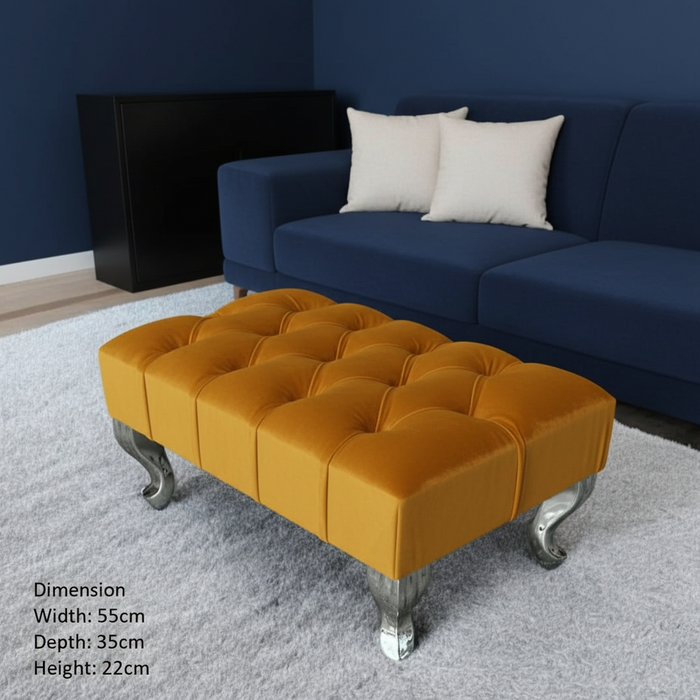 Chesterfield Footstool Coffee Table Upholstered Tufted Pouffe Foot Stool Seat