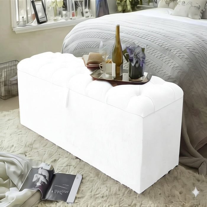 Chesterfield Ottoman Storage Blanket Toy Box in Soft Plush Fabric 3FT 4FT 4FT6 5FT 6FT